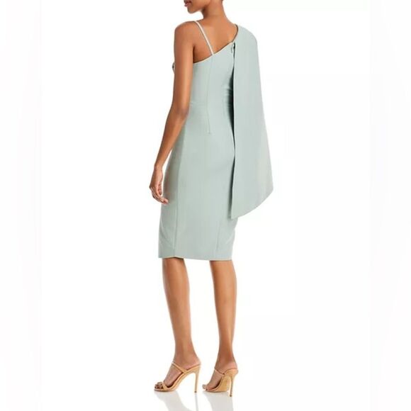 NWT Lavish Alice | Sage Green Pleated Cape Sleeve Midi Dress 4 - Picture 2 of 11